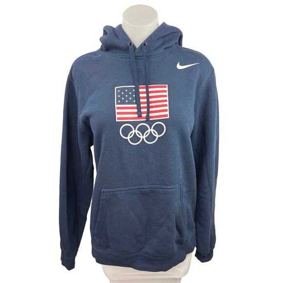 Nike Therma Unisex Blue USA American Olympics Hoodie Sweater Sweatshirt Top M - Picture 1 of 5